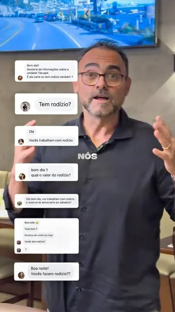 Reel: respondendo perguntas dos clientes sobre o rodízio